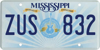 MS license plate ZUS832