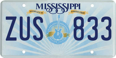 MS license plate ZUS833