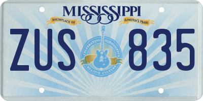 MS license plate ZUS835