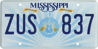 MS license plate ZUS837