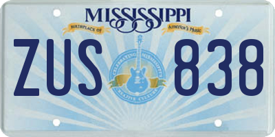 MS license plate ZUS838