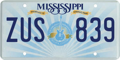 MS license plate ZUS839