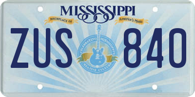 MS license plate ZUS840