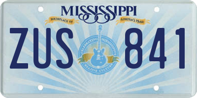 MS license plate ZUS841