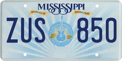 MS license plate ZUS850