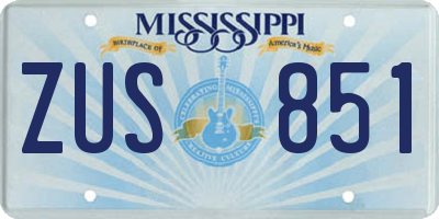MS license plate ZUS851