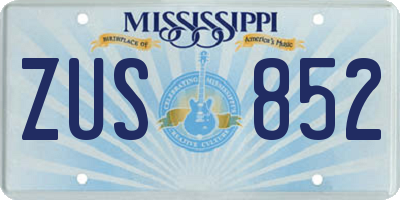 MS license plate ZUS852