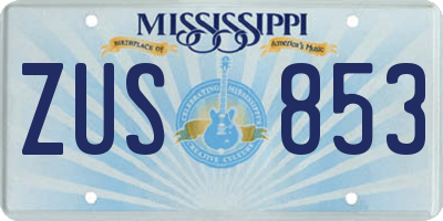 MS license plate ZUS853