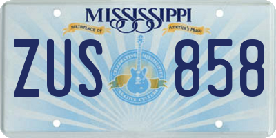 MS license plate ZUS858