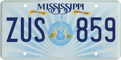 MS license plate ZUS859