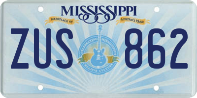 MS license plate ZUS862