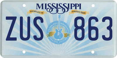 MS license plate ZUS863