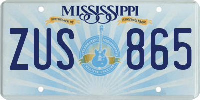 MS license plate ZUS865