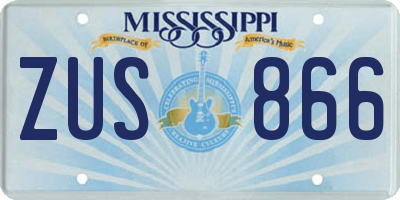 MS license plate ZUS866
