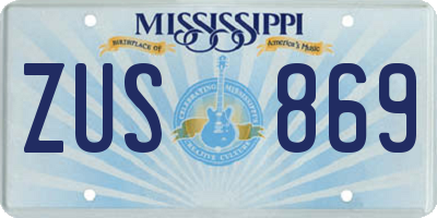 MS license plate ZUS869