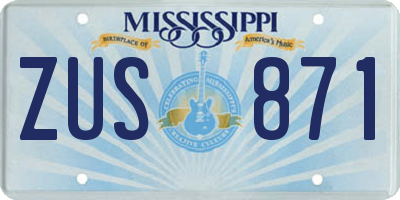 MS license plate ZUS871