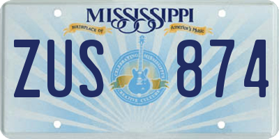 MS license plate ZUS874