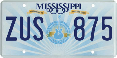 MS license plate ZUS875