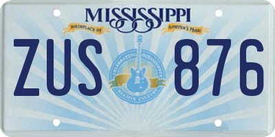 MS license plate ZUS876