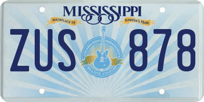MS license plate ZUS878