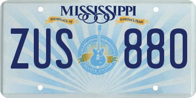 MS license plate ZUS880