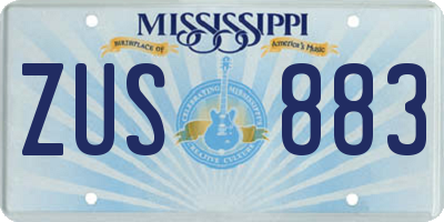 MS license plate ZUS883
