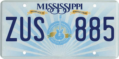 MS license plate ZUS885