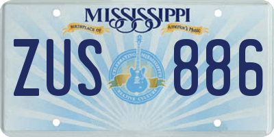 MS license plate ZUS886