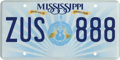 MS license plate ZUS888