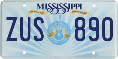 MS license plate ZUS890