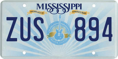 MS license plate ZUS894