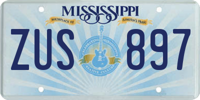 MS license plate ZUS897