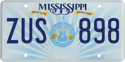 MS license plate ZUS898