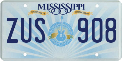 MS license plate ZUS908