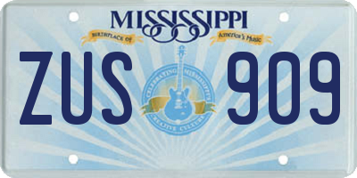 MS license plate ZUS909