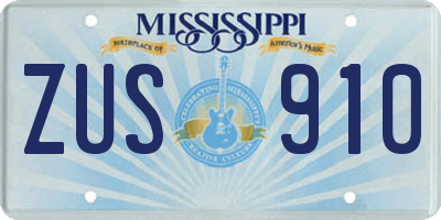 MS license plate ZUS910
