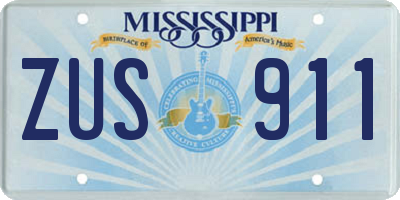 MS license plate ZUS911