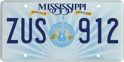 MS license plate ZUS912