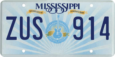 MS license plate ZUS914