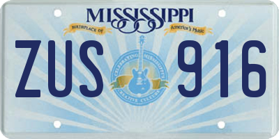 MS license plate ZUS916