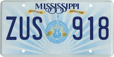 MS license plate ZUS918