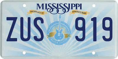 MS license plate ZUS919
