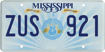 MS license plate ZUS921