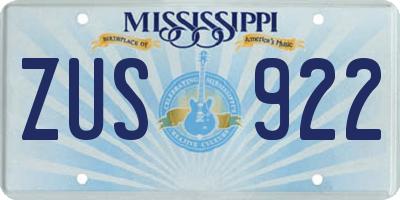 MS license plate ZUS922