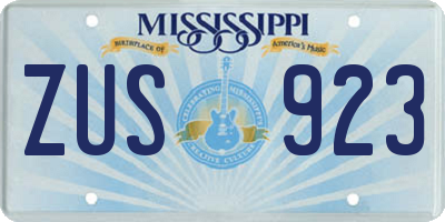 MS license plate ZUS923