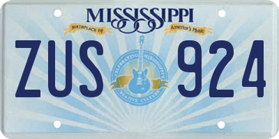 MS license plate ZUS924
