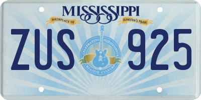 MS license plate ZUS925