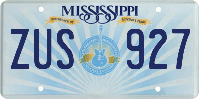 MS license plate ZUS927