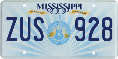MS license plate ZUS928