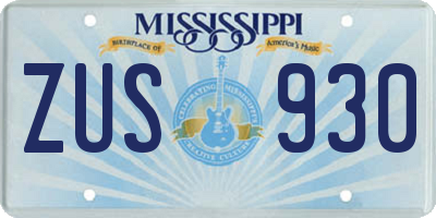 MS license plate ZUS930